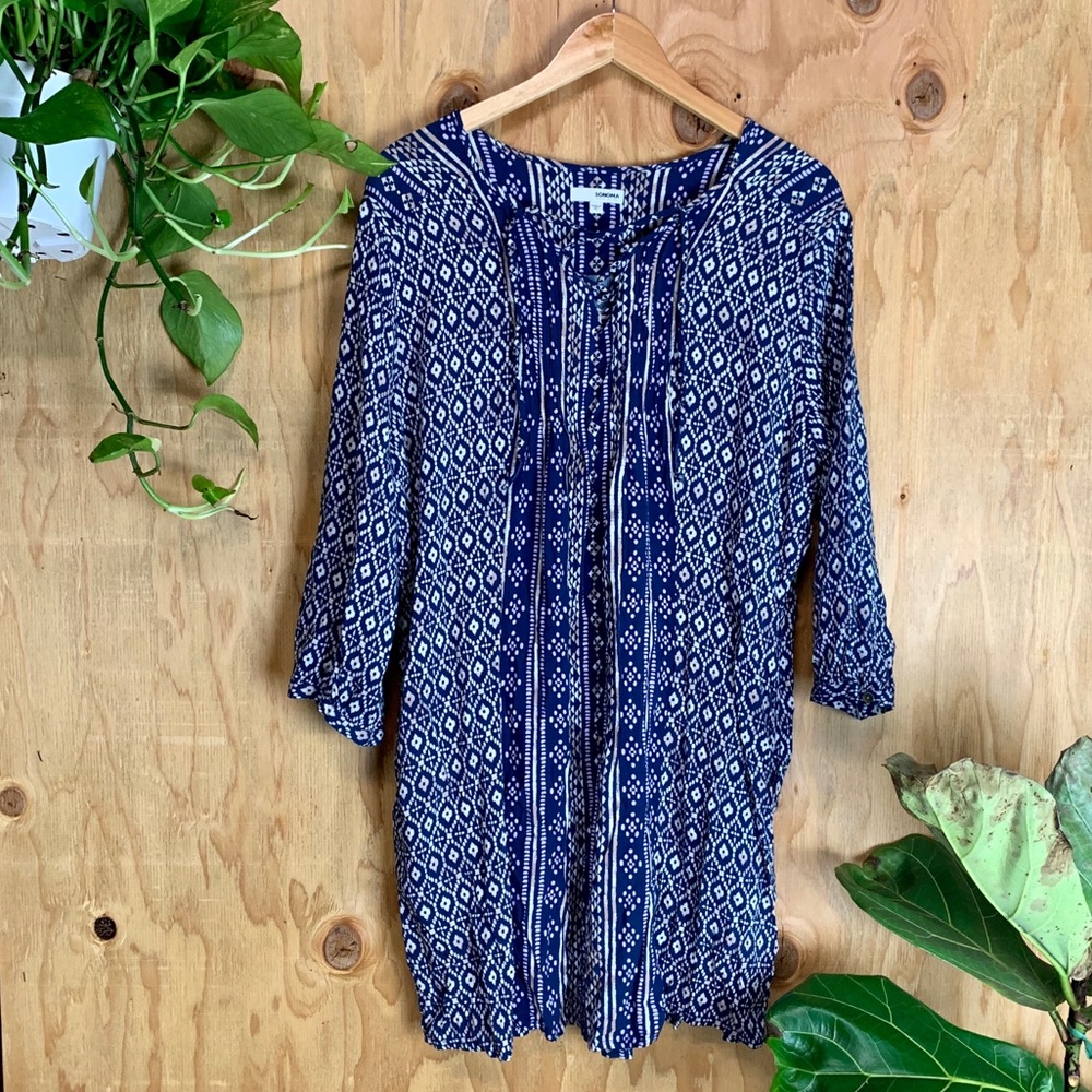 Boho Tribal Print Dress Neck Tie